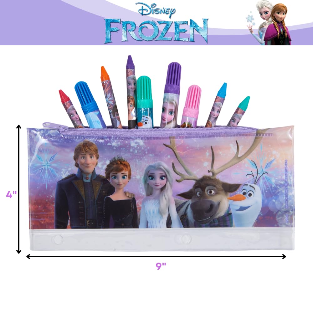 Disney Frozen Kids Coloring Art and Sticker Set, 30 Pcs. School & Craft Supplies with Pencil Case Innovative Designs