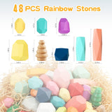 48PCS Wooden Stacking Building Blocks Montessori Toys for 1 2 3 4 5 6 Year Old Girls Boys Preschool Educational Sensory Toys for Toddlers 1-3 STEM BigShu