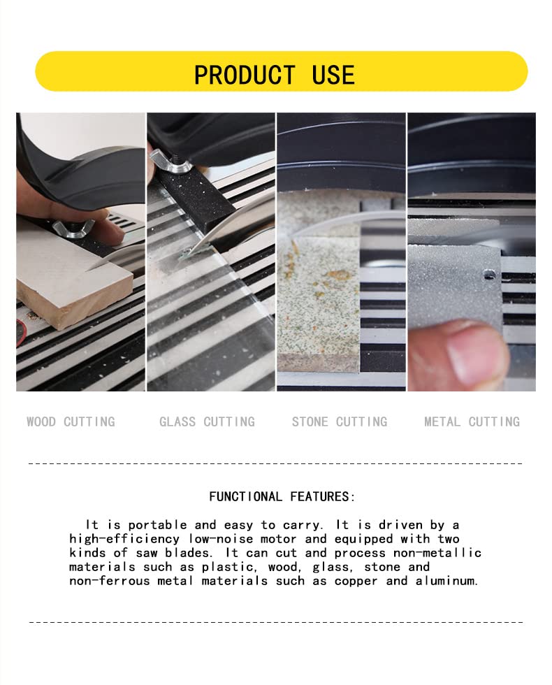 Fullhold 4" Mini Table Saw 60w Hobby Miter Saw For Crafts Model Making To Cut Copper, Aluminum,Stone, Wood, Glass And Plastic（LxWxH :190MM(7.5") x FULLHOLD