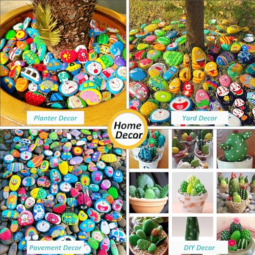 2''-3'' About 40 Pcs Large River Rocks for Painting with Painting Kit 10 Lbs Smooth Kindness Natural Rocks Flat Stones for Crafts, Bulk Paintable