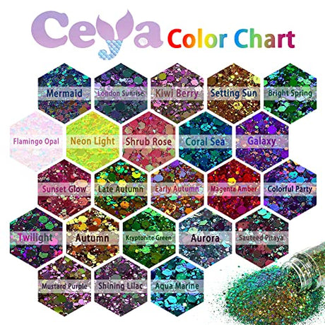 Ceya Chameleon Chunky Glitter, 3.5oz/ 100g Flamingo Opal Color Shift Craft Glitter Powder Color Changing Iridescent Flake Sequin for Epoxy Resin, ceya