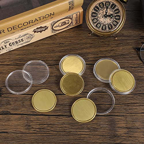 Blank Brass Challenge Coin Laser Engraving Coins Blanks 40 mm with Acrylic Protection Box for DIY Crafts Birthday Travel Commemorative Collection - WoodArtSupply