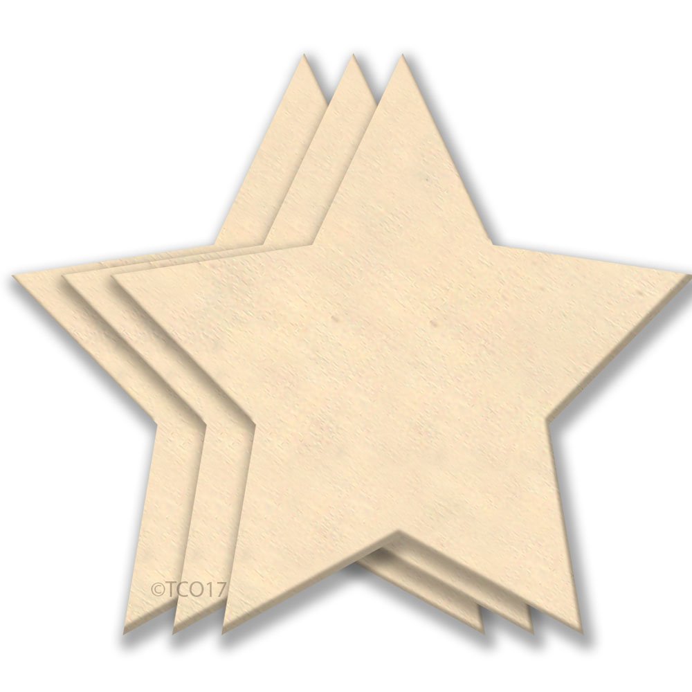 4-in Wooden Shape 1/8" Thick Shape (Star) Unfinished Plywood Shape Star, 3-Pack - WoodArtSupply