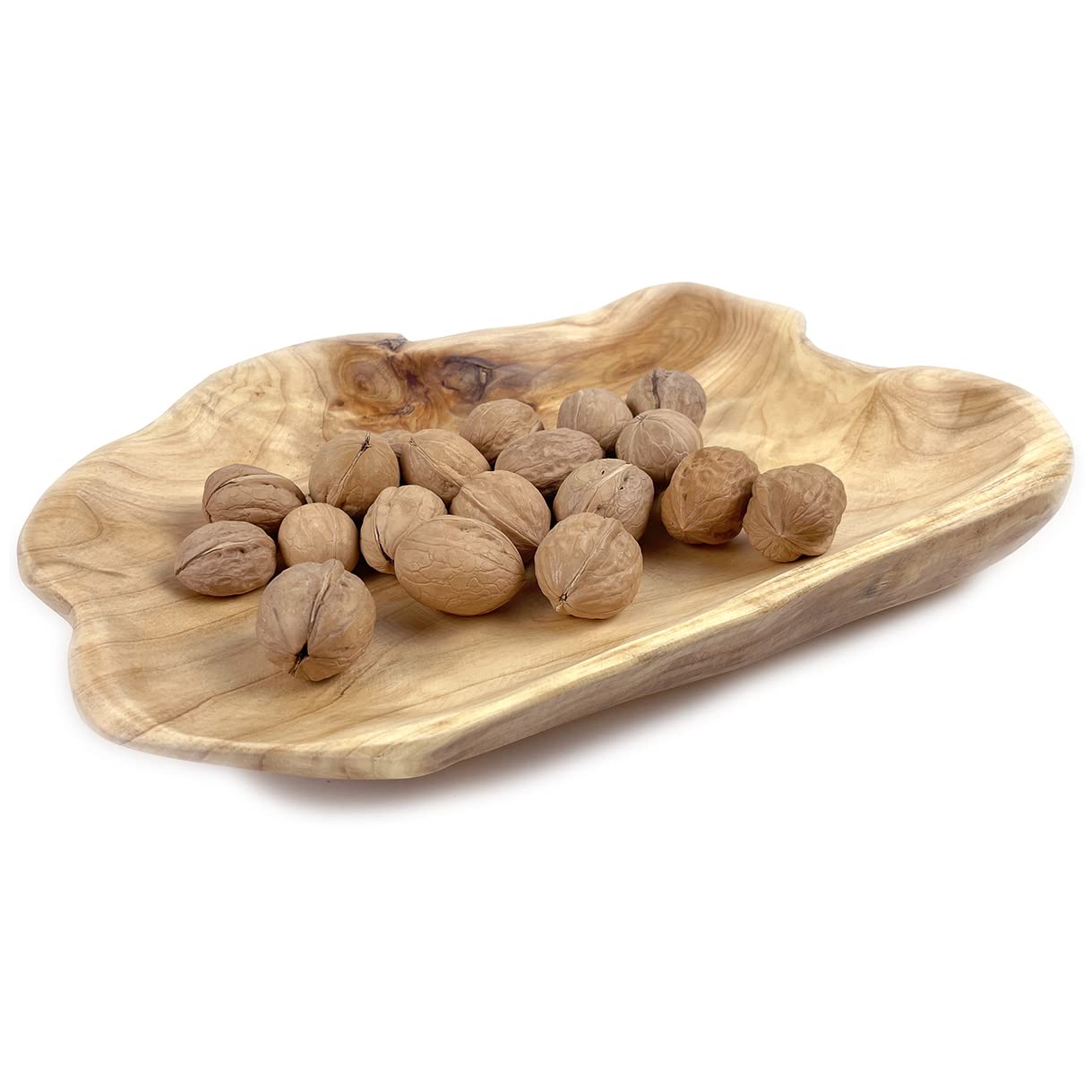 EWIEGEER Wooden Fruit Snack Candy Hand-Carved Dish Natural Handmade Wood Serving Tray Root Carved Fruit Bowl 12"-13" - WoodArtSupply