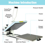 PlanetFlame Heat Press 15x15 inch Industrial Quality Sublimation Heat Press, Slide Out Heat Transfer Machine for T-Shirt, Blue PlanetFlame