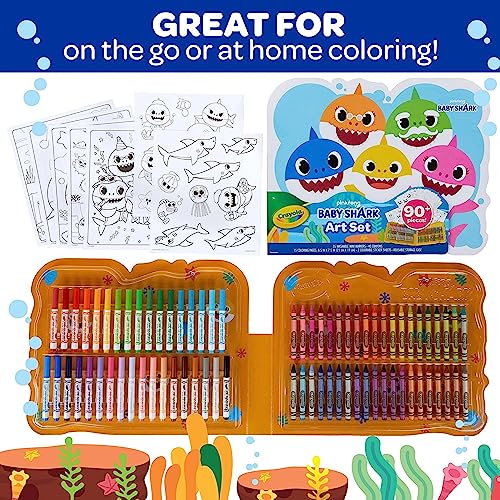 Crayola Baby Shark Art Set, 90 Pieces, Gift for Kids, 4, 5, 6, 7 Crayola