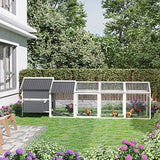 PawHut 162" Large Chicken Coop Wooden for 6-8 Chickens with Handles, Outdoor Chicken Cage Hen House with 2 Nesting Boxes, Water-Resistant Roof, PawHut