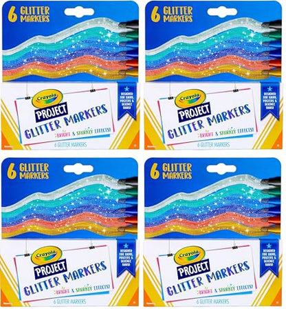 Crayola Glitter Markers Assorted Colors 6 Count (Pack of 4) – WoodArtSupply