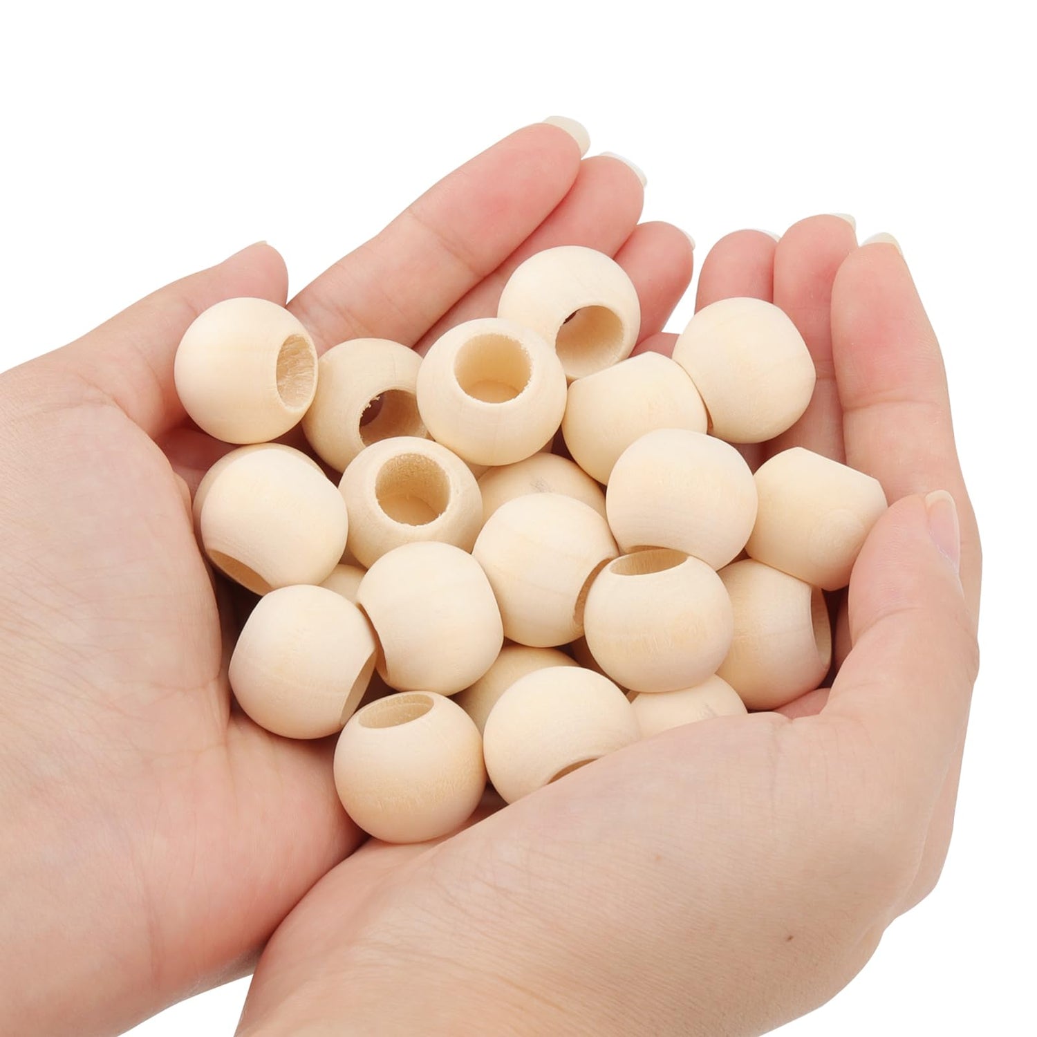 LEXININ 300 Pcs 20mm Unfinished Natural Wood Beads, Large Hole Wooden Beads, Wood Macrame Beads for DIY Crafts, Jewelry Making, Decorations LEXININ