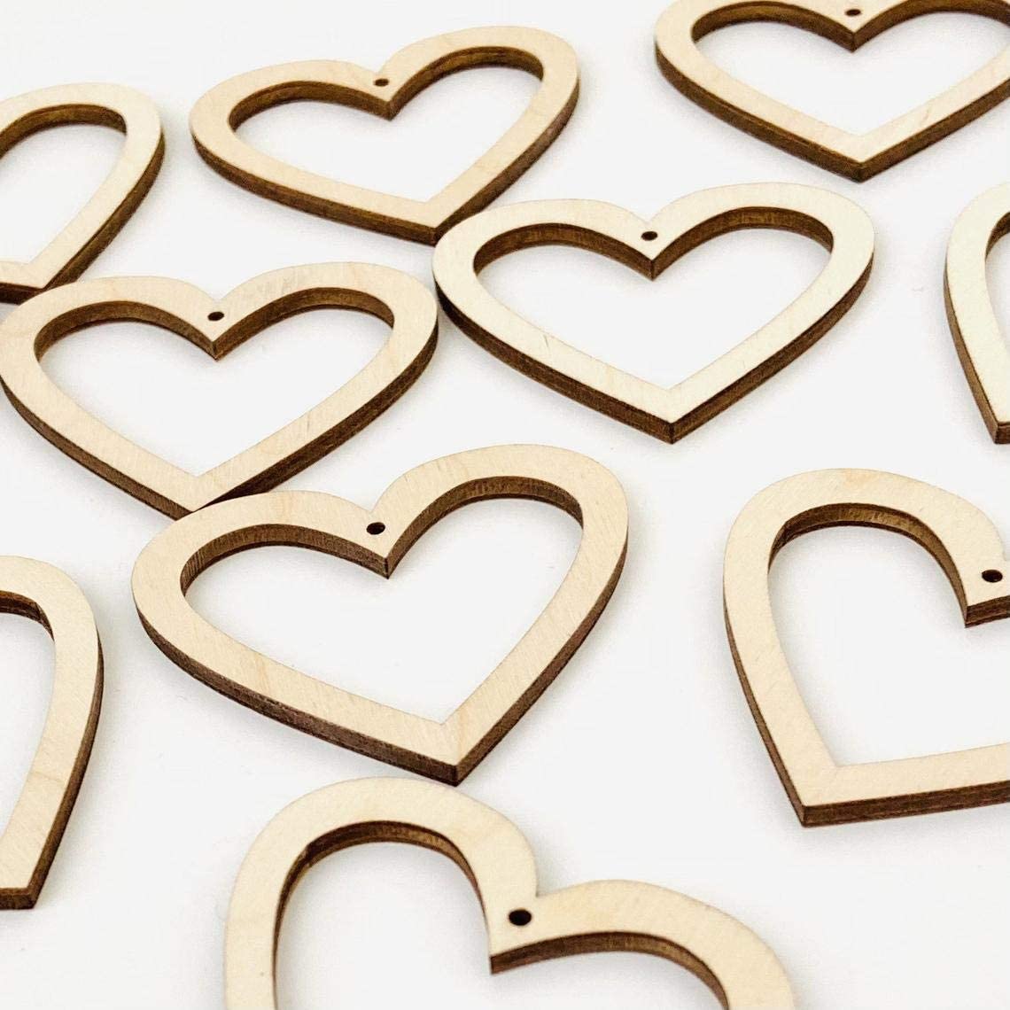 ALL SIZES BULK (12pc to 100pc) Unfinished Wood Wooden Hollow Heart Frame Laser Cutout Dangle Earring Jewelry Blanks Charms Ornaments Shape Crafts Texan Wood Crafts