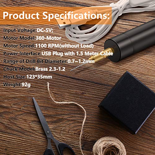 Electric Hand Drill Tools Set for Resin Casting Molds, Electrical Pin Vise Kit with 8 Pieces Drill Bits (0.8 to 1.2 mm) for Resin Plastic Wood Honoson