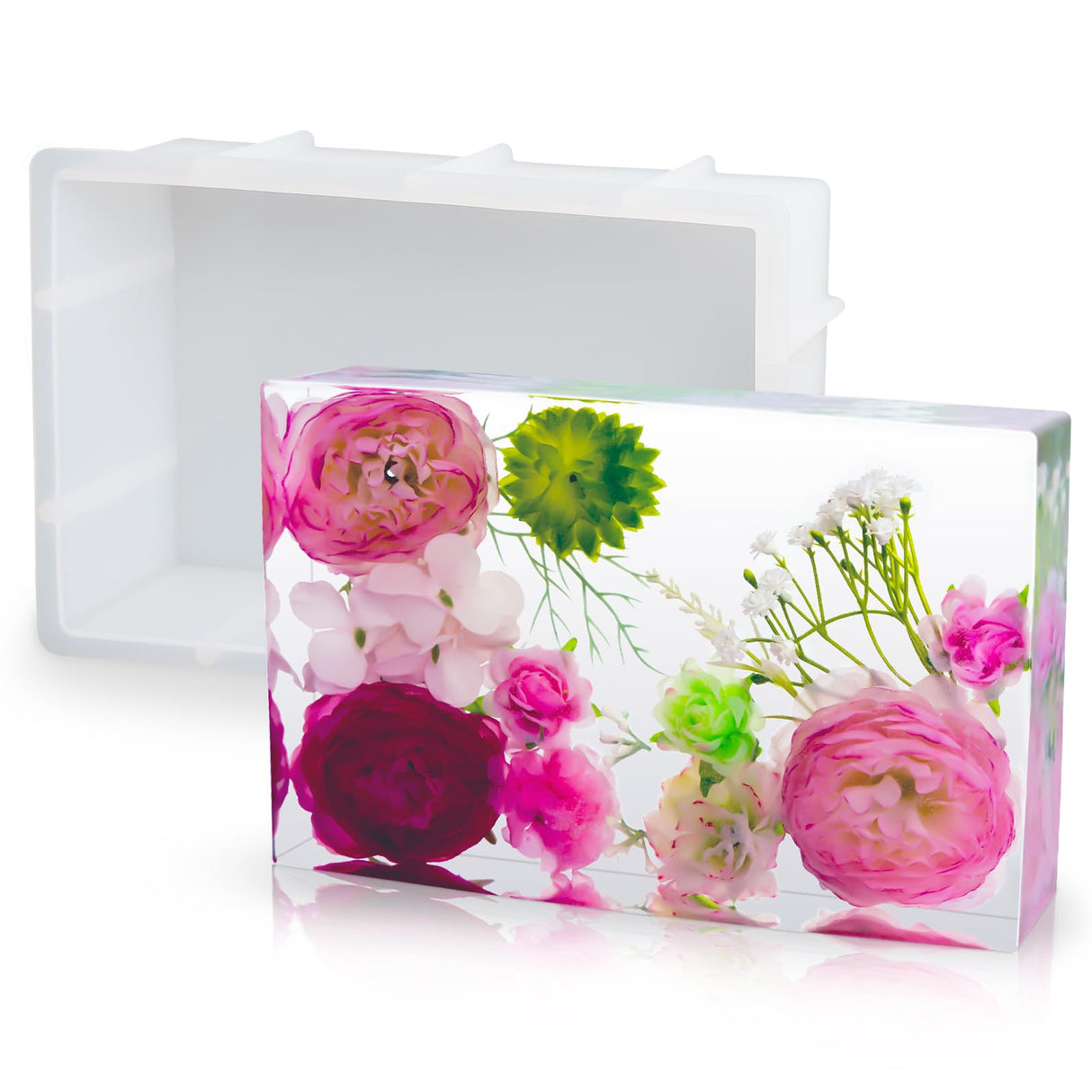 YOILES Resin Molds, Rectangle Silicone Molds for Resin, Epoxy Resin Molds for Flower Preservation, Large Resin Mold for DIY Wedding Bouquet YOILES