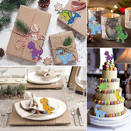 Unfinished Wood Cutouts Ornaments for Crafts,140 Pcs Dinosaur Wooden DIY Paint Craft,Wood Discs Slices Dino Shapes Blank Hanging Embellishment for Nuyoach