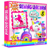 KRAFUN My First Unicorn Kids Sewing kit, Beginner Arts & Crafts, Make 5 Cute Projects with Plush Stuffed Animal, Pillow, Mobile, Keyring and Bag, KRAFUN