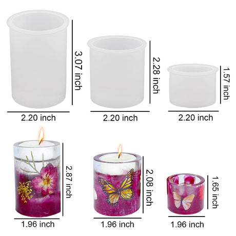 ResinWorld 3 Pack Cylinder Candlestick Epoxy Casting Molds + 2 Pack Crystal Shape Tea Light Candle Holder Molds ResinWorld