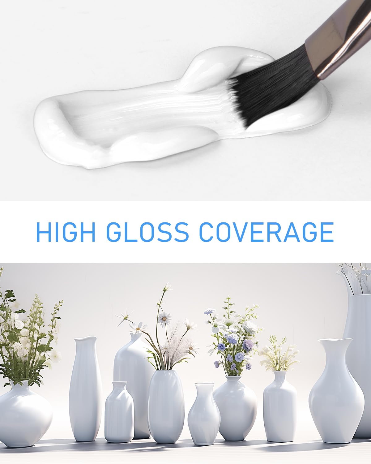 Nicpro White Large Outdoor Acrylic Paint Set (69 oz, 2040 ml) Rich Art Painting Supplies Non Toxic Multi Surface Paint for Canvas, Wood, Leather, Nicpro