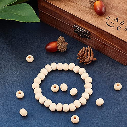 PH PandaHall 500pcs Natural Wooden Beads 10mm Ball Spacer Beads Unfinished Wood Beads Macrame Beads for Tassel Christmas Tree Hanging Holiday Decor