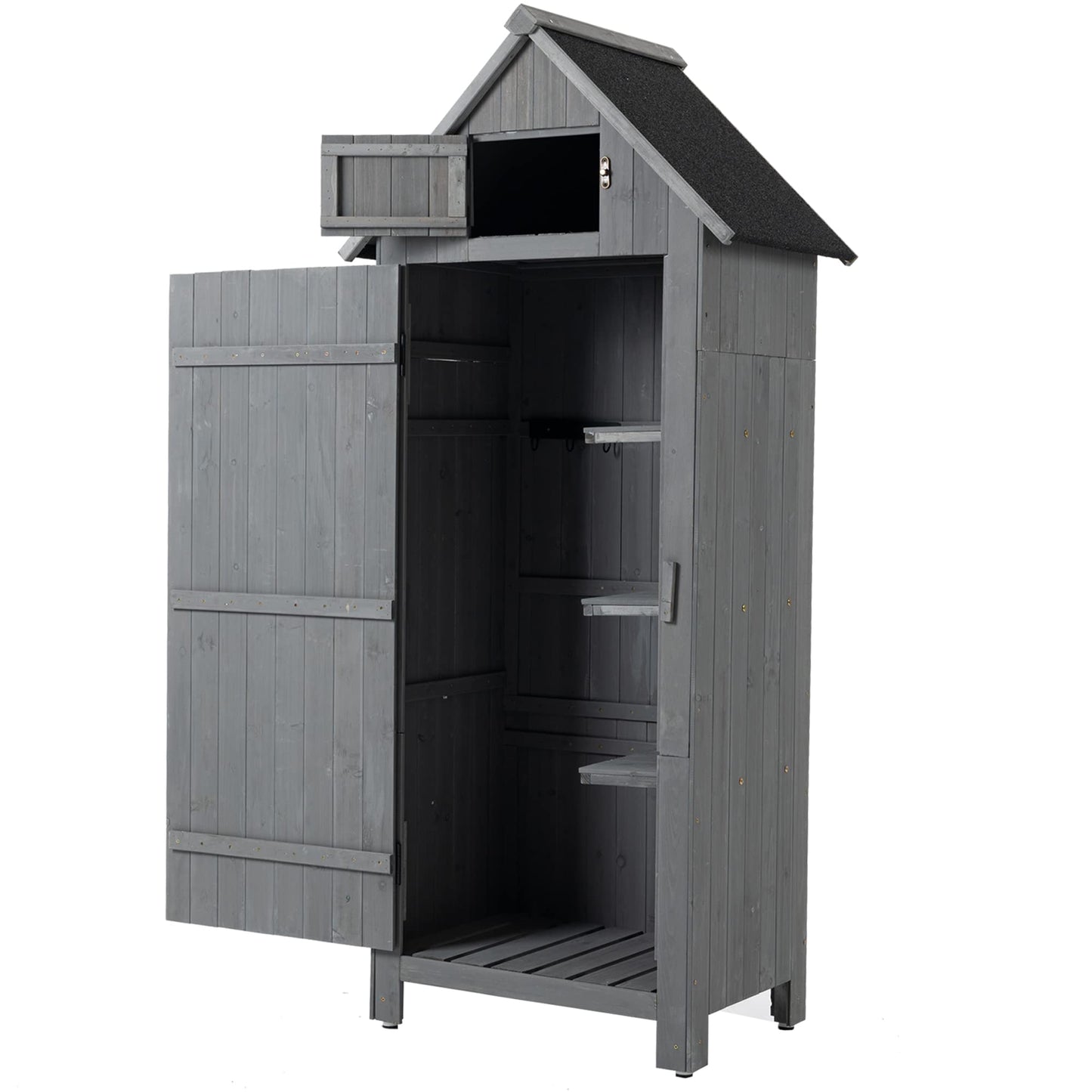 Outdoor Storage Cabinet, Garden Wood Tool Shed, Outside Wooden Shed Closet with Shelves and Latch for Yard, Patio, Deck and Porch,30.3”L X 21.3”W X - WoodArtSupply