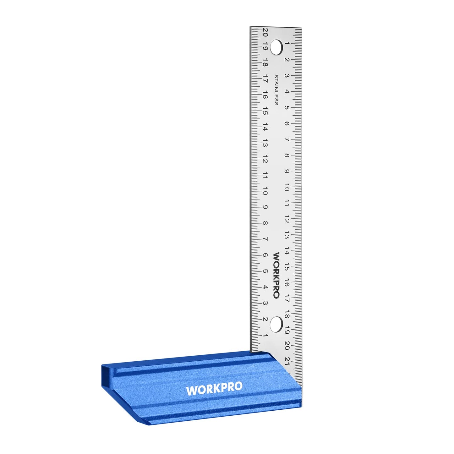 WORKPRO 8 Inch Try Square with Aluminum Handle - Woodworking Square Precision for Professional Carpentry Use & Premium Stainless Steel Ruler - WoodArtSupply