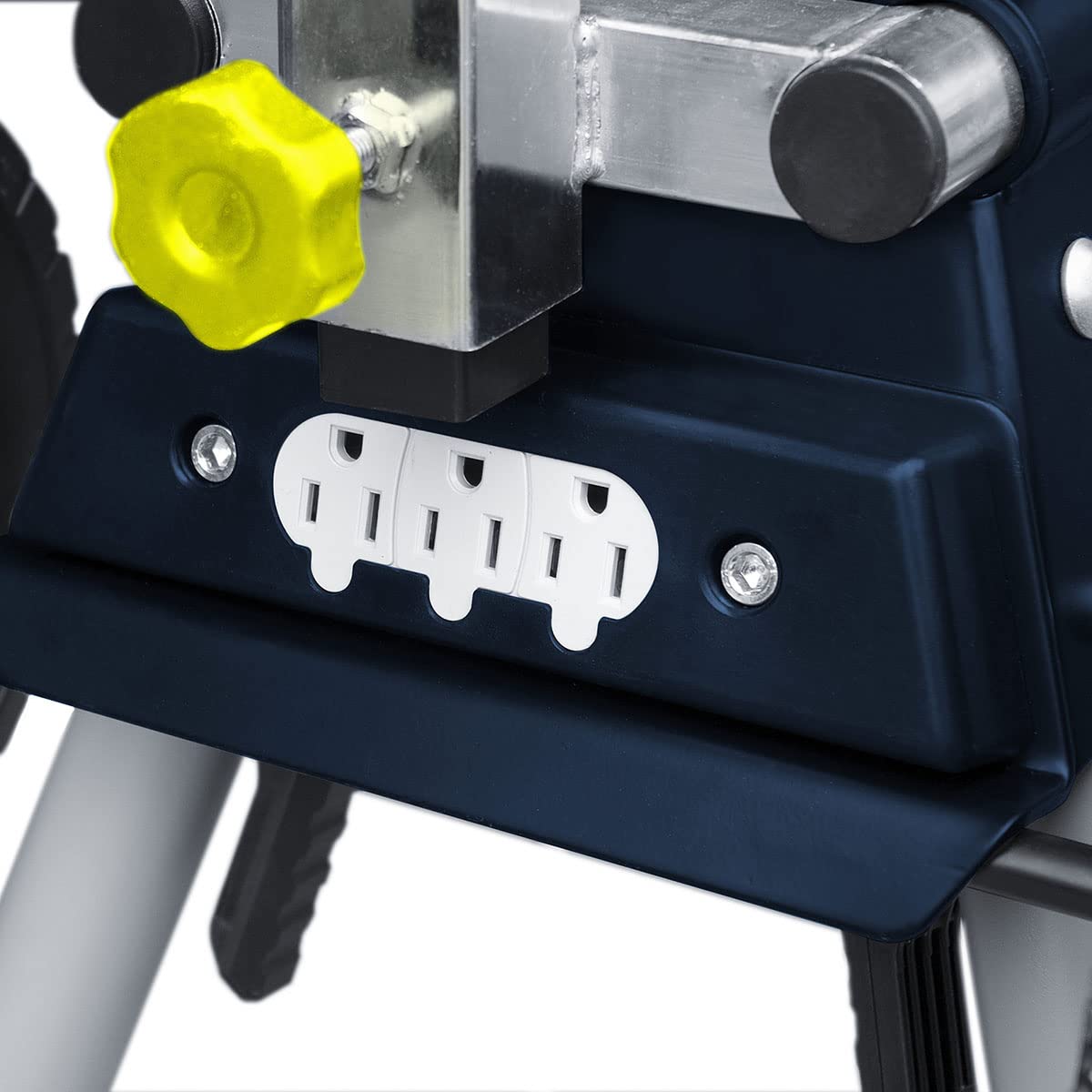 POWERTEC MT4000V Folding Miter Saw Stand with 8-Inch Wheels and 110V Power Outlets, Universal Quick-Release Brackets POWERTEC