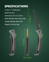 STAYGROW 7-Inch Folding Hand Pruning Saw, Heavy Duty Foldable Garden Saws with 7” Hardened SK5 High Carbon Steel Blade for Tree Trimming, Live/Dry STAYGROW