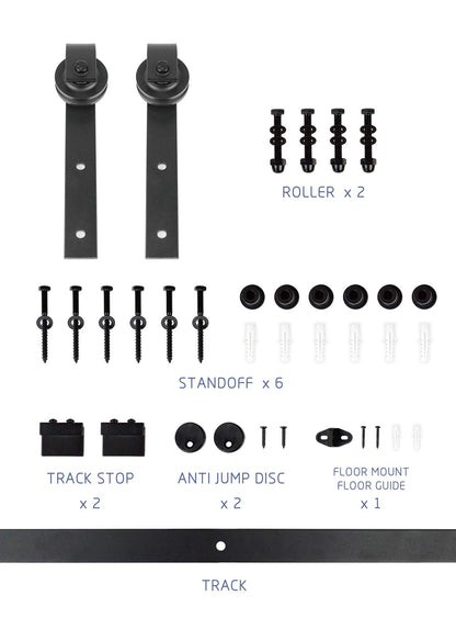 S&Z TOPHAND® 36 in x 84 in Deep Gray British Brace Knotty Barn Door with 6.6FT Sliding Door Hardware Kit/Double -Sided Door Handle/Solid Wood/Sliding - WoodArtSupply