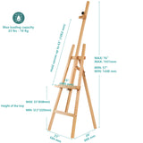 VISWIN Adjustable Height Display Easel 57" to 76", Holds Canvas up to 43", Holds 22 lbs, Beech Wood Art Easel for Painting, Easy to Assemble Floor VISWIN