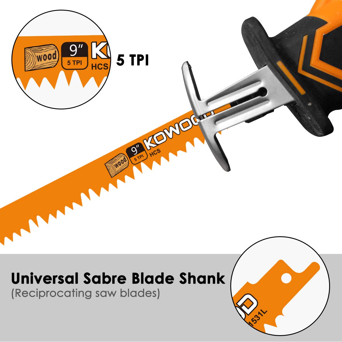 Caliastro 12-Inch Wood Pruning Blades For Reciprocating Saw - 5 TPI, 5 Pack With Case