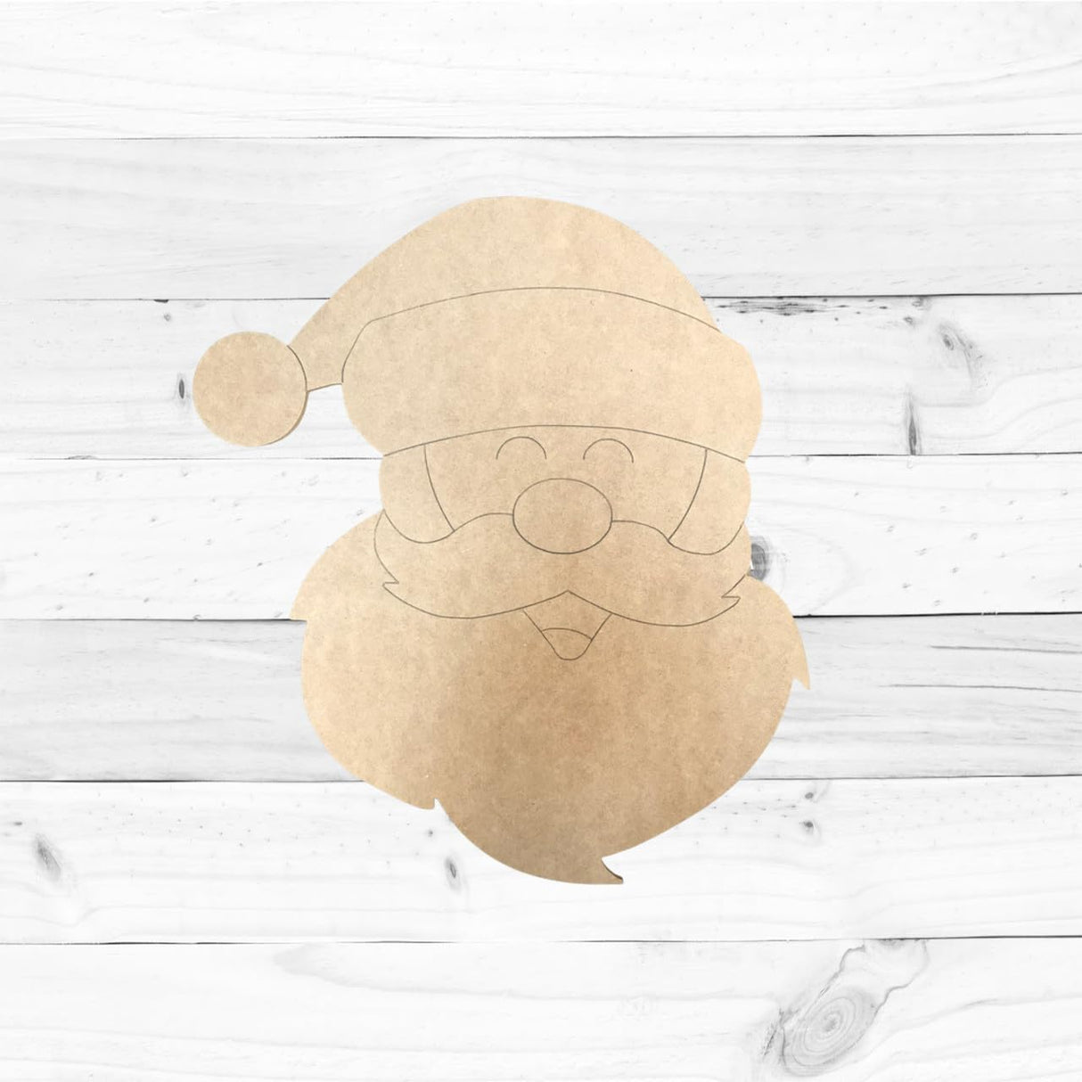 Santa Head, Unfinished Wooden Craft, Paint by Line Build-A-Cross