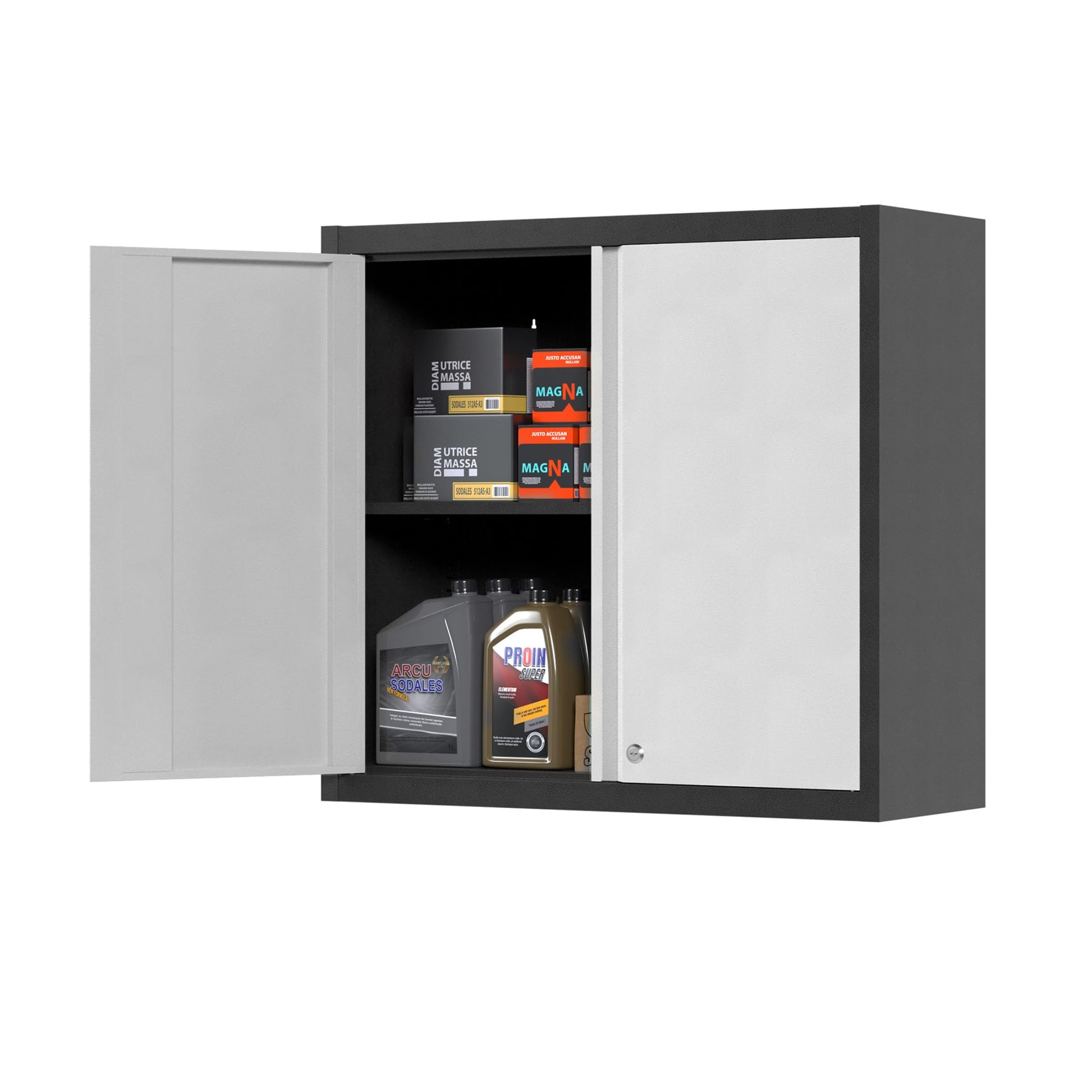 GangMei Metal Wall Storage Cabinet, Lockable Steel Garage Cabinets with 2 Doors and 1 Adjustable Shelf for Home Office Garage Basement Pantry School - WoodArtSupply