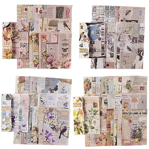 192 Sheets of Vintage Scrapbook Paper, Journaling Scrapbooking Supplies Craft Room Decor Decoupage Papers Kit Ephemera for Journal Aesthetic Card