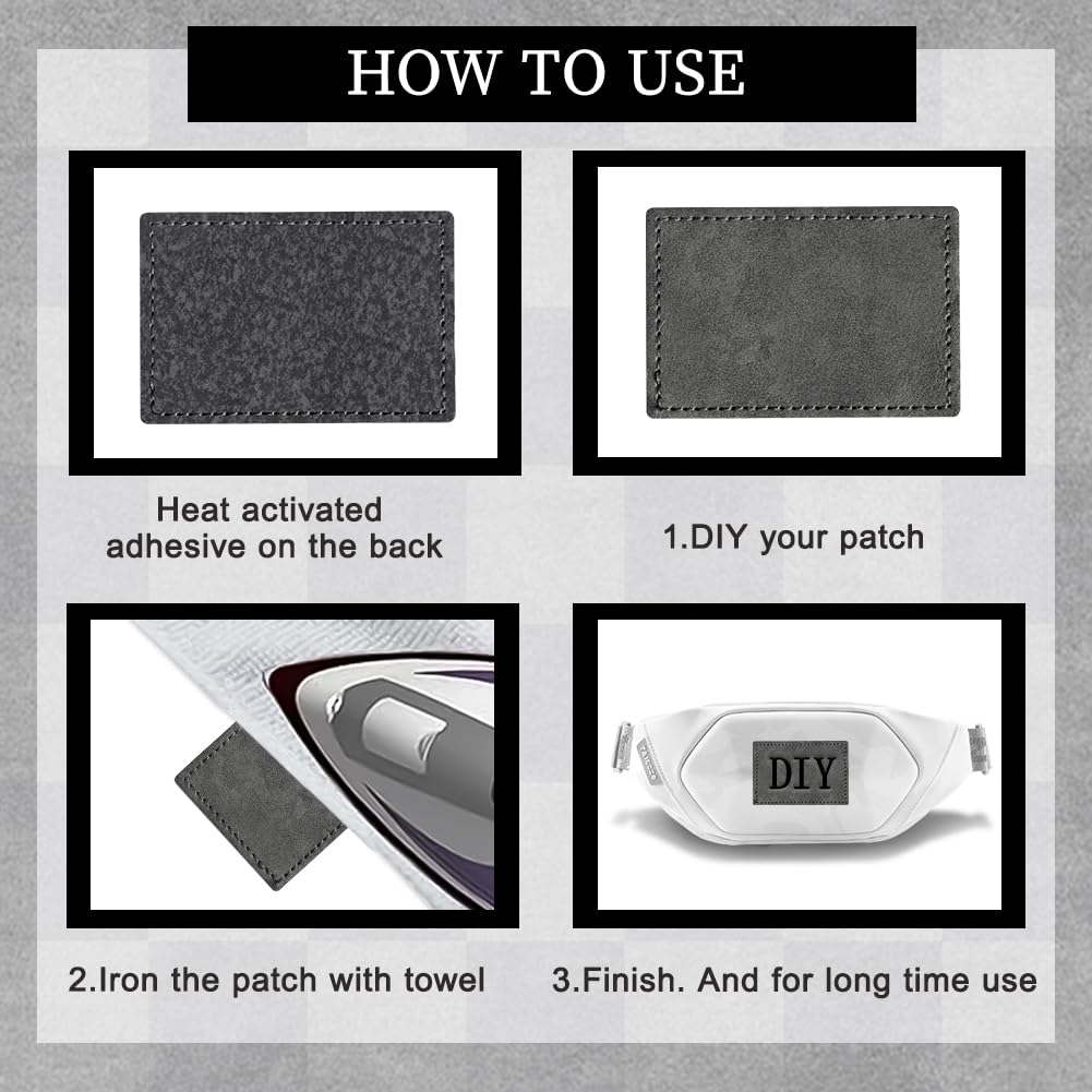 120PCS Blank Hat Patches Laserable Square Rustic Leatherette Patch Adhesive Faux Leather Patches Blanks for Hats Fabric Custom Repair Sew Laser Bestlabel