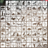 80 Pcs Stencils for Painting on Wood, Reusable Animal Stencils Deer Stencils Bear Plastic Stencils Mountain Fox Stencil DIY Craft Template Paint DZXCYZ