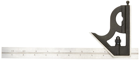 Starrett Steel Combination Square with Square Head - 12" Blade Length, Cast Iron Heads, Reversible Lock Bolt, Scriber, Spirit Level, 4R Graduation Starrett