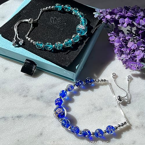 ARTSY CRAFTS INC Glow in The Dark Firefly Beads Bracelets Necklaces, Murano Glass Beads Crystal Birthstone Beaded Jewelry Adjustable Slider Chain ARTSY CRAFTS INC