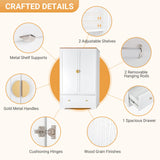 VINGLI Wide Wardrobe Closet, White Armoire Wardrobe with Hanging Rod, Shelves and Drawer, Freestanding Closet Wardrobe Cabinet, Armoires and VINGLI