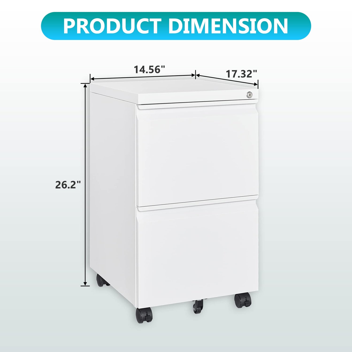 LISSIMO Metal File Cabinets with 2 Drawer,Under Desk Locking File Cabinet for Legal Letter Files, Office Storage Cabinet with Wheels Assembly LISSIMO