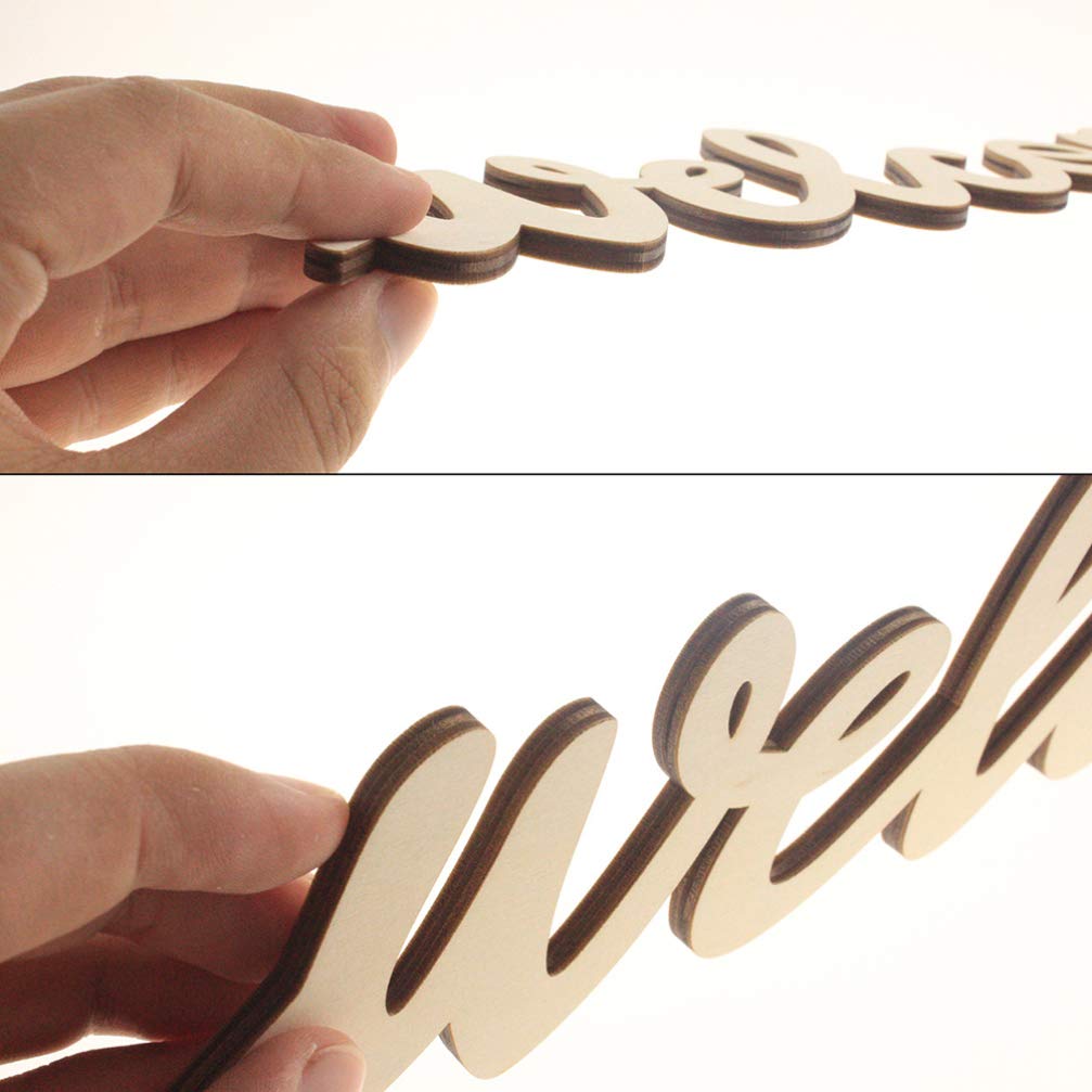 NUOBESTY Wooden Welcome Sign Cutout Unfinished Wood Letter Sign Farmhouse Front Door Sign with Ropes DIY Block Words Plaque for Easter Wreath NUOBESTY