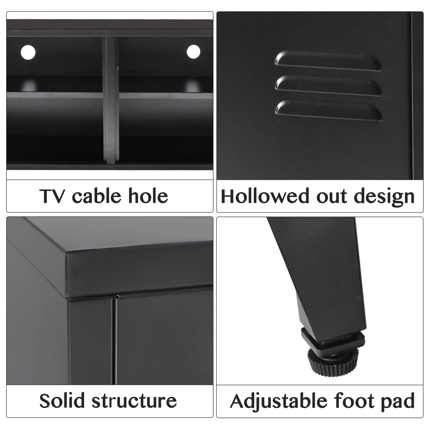HOPUBUY Metal Storage Cabinet with Lock, Steel Locker Cabinet with Removable Shelves and 2 Locking Doors, Black Storage Cabinets for Home, Garage, HOPUBUY