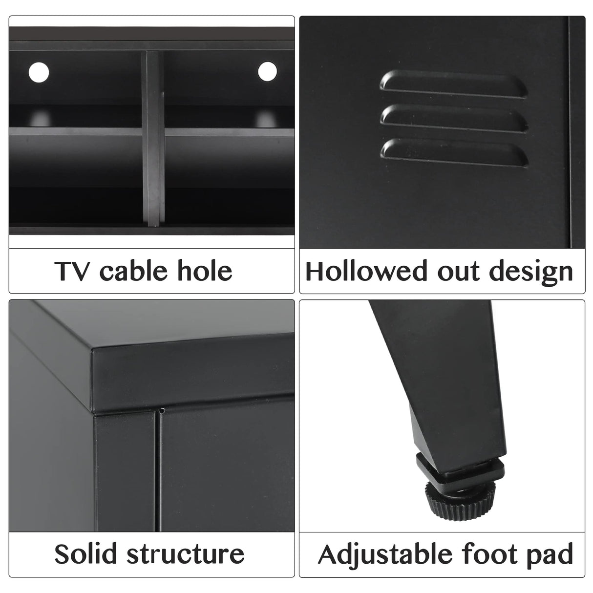 HOPUBUY Metal Storage Cabinet with Lock, Steel Locker Cabinet with Removable Shelves and 2 Locking Doors, Black Storage Cabinets for Home, Garage, HOPUBUY