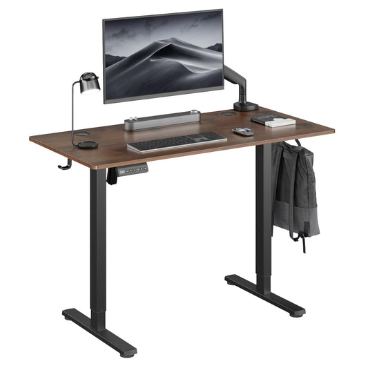 UPGRAVITY Height Adjustable Electric Standing Desk, 48 x 24 Inches Ergonomic Stand up Table, Sit Stand Home Office Desk with Splice Board, Black - WoodArtSupply