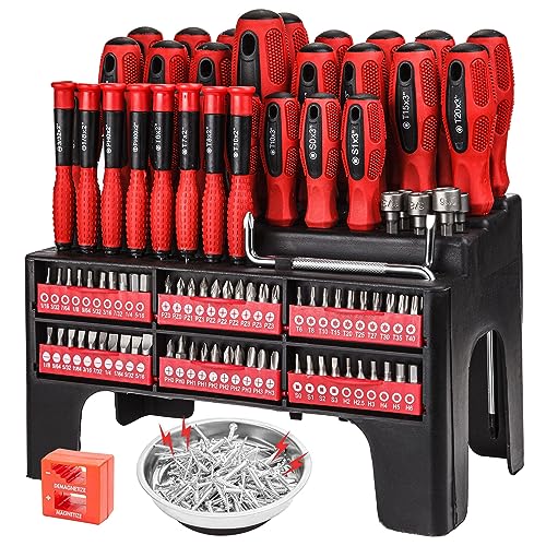 CARTMAN Magnetic Screwdriver Set with Rack, Includs Precision Screwdriver, Magnetizer Demagnetizer and Magnetic Bowl, Tool Gifts for Men CARTMAN