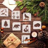 65 Pieces Animal Stencils for Painting, Small Reusable Deer Bear Stencil Template Tree Bee Bird Mountain DIY Craft Paint Stencils for Painting on Hosomono