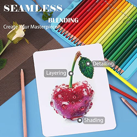 KALOUR Premium Colored Pencils,Set of 72 Colors,Artists Soft Core with Vibrant Color,Include 7 Metallic Color Pencils,Ideal for Drawing Sketching KALOUR