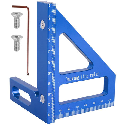 Woodworking Square Protractor, 3D Multi-angle Measuring Ruler, Aluminum Alloy 45/90° Woodworking Ruler,Protractor Angle Finder,Precise Miter Triangle