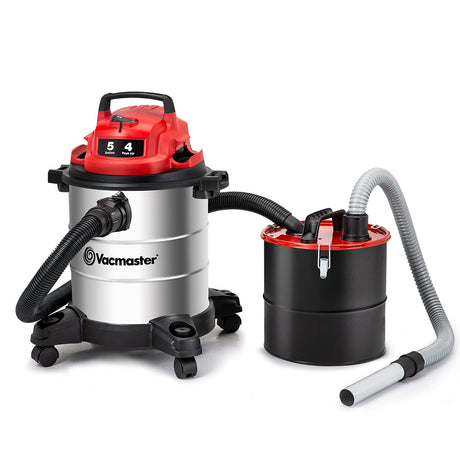 Vacmaster VOC508S 1102 5 Gallon Stainless Steel Wet Dry Shop Vacuum and 3 Gallon Ash Tank Combo Vacmaster