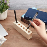 OLYCRAFT 6-Hole Wood Desktop Pen Holder with 12mm Round Hole Fountain Pen Stand Rustic Wooden Pen Organizer Office Desk Pen Holder for Pen Storage OLYCRAFT