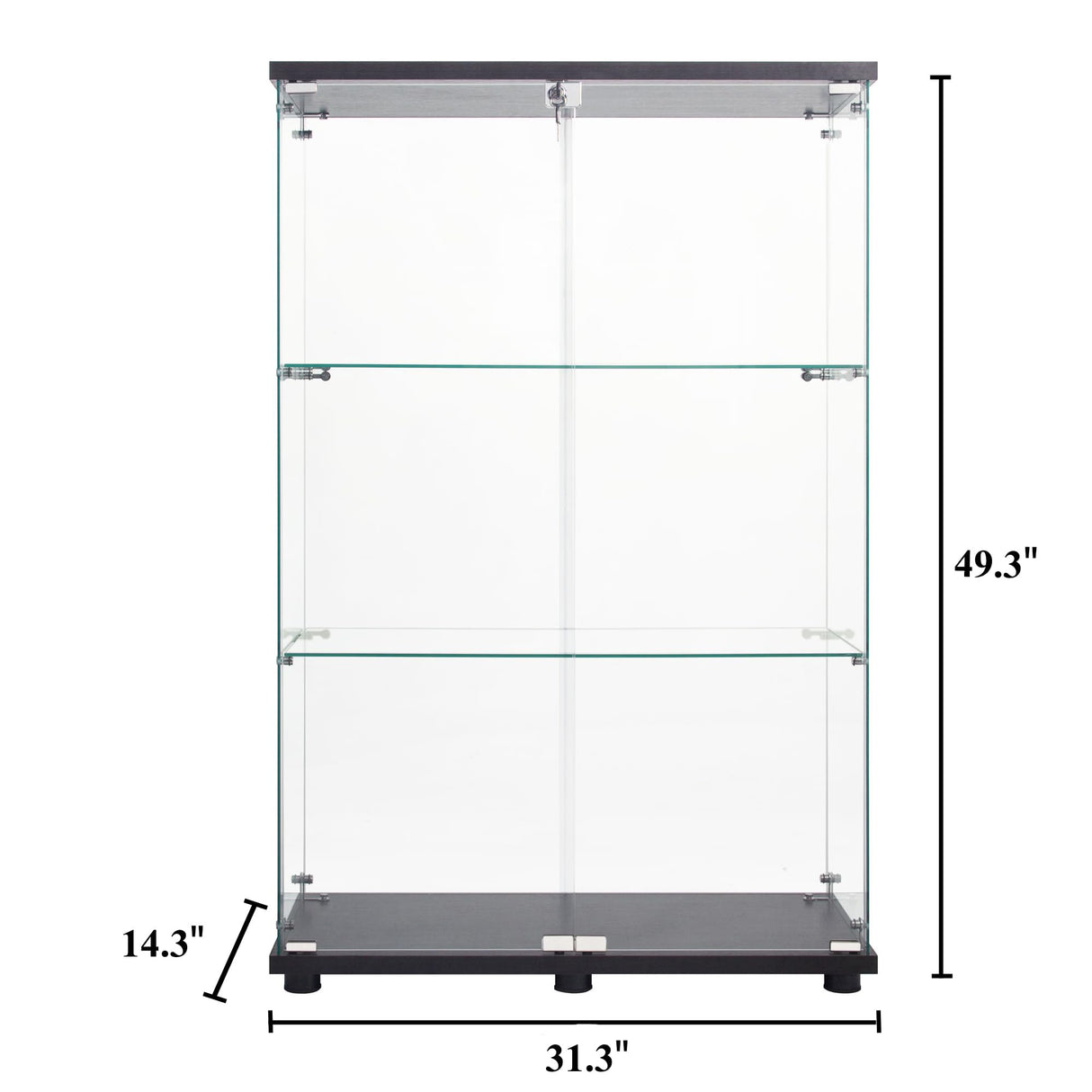 Modern 49'' Zipzop Three-Shelf Glass Display Cabinet with Doors - Curio Storage Solution Zipzop