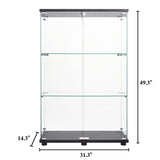 Modern 49'' Zipzop Three-Shelf Glass Display Cabinet with Doors - Curio Storage Solution Zipzop