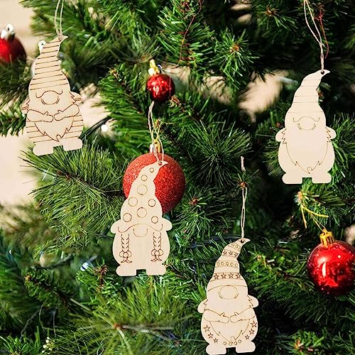 Wood Planks 40pcs Wooden Blank Elf Gnome Slice Unfinished Gnome Slices Hanging Elf Gnome Cutouts for Christmas Home Wall Decoration Gnome Wooden MAGICLULU